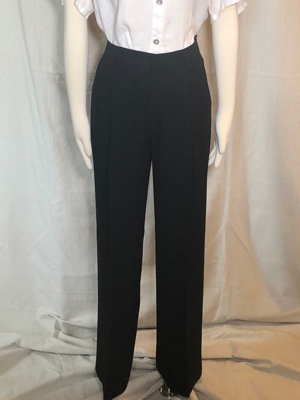 linda allard ellen tracy 100% silk black petite pants size 4 90s vintage